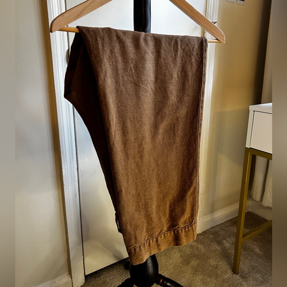 Men's Wide Brown Linen Pants from Banana Republic